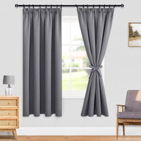 1 x RAW Customer Returns DWCN Thick thermal curtains, blackout curtains with ruffle tape with curtain ties, 200 x 140 cm height x width , grey, set of 2 - RRP €34.27