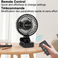 1 x RAW Customer Returns 5 Inch Portable Clip On Fan with 4000mAh Rechargeable with Power Bank Function, Remote Control, LED Lights, Timer, 4 Gears - Perfect for Strollers, Golf Carts, Offices, Camping and Travel - RRP €23.99