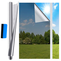 1 x RAW Customer Returns Fyuein Mirror Film Self-Adhesive Sun Protection Film Window Inside Outside Privacy Protection UV Protection Window Film Reflective Residue-Free for Office and Home Silver Static Adhesive , 60 x 400 cm  - RRP €26.21