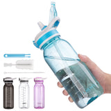 2 x Brand New VENNERLI Water Bottle 1L Sports Drinking Bottle with Straw ML Marker 1000ml Water Bottles Tritan BPA Free Leak-proof with Dust Cap for Bicycle Fitness Sports Office School - RRP €32.26