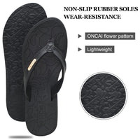 1 x RAW Customer Returns ONCAI Women s Toe Separator Summer Sports Flip Flops Swimming Pool Beach Platform Sandals Bath Slippers with Orthopedic Arch Support Rubber Footbed Black Size 39 - RRP €20.16