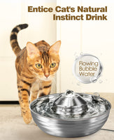 1 x RAW Customer Returns oneisall Cat Fountain Stainless Steel 2L Quiet Drinking Fountain for Cats Drinking Fountain Stainless Steel Cat Fountain for Cats with Pump and Replacement Filter - RRP €20.16