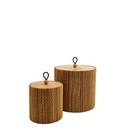 1 x RAW Customer Returns Gekkoli Set of 2 Bamboo Lid Storage Boxes, Round Rectangular, Small, Brown Round 8 x 8.2 12 x 11.2 cm , - RRP €22.8