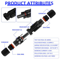 31 x RAW Customer Returns MC4 Solar Connector Connector, Photovoltaic Solar Connector Set for 2.5 4 6mm Solar Panel Cable, Fireproof Waterproof Solar Connector Photovoltaic Connector 10 Pairs  - RRP €335.11