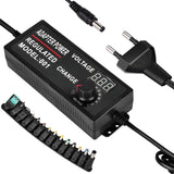 1 x RAW Customer Returns Adjustable power adapter universal power supply 3-24V 100V-240V AC to DC adapter switching power supply with LED voltage display and 14 pcs adapter plugs for speakers, household appliances LED lighting, DVD - RRP €17.4