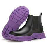 1 x Brand New Hawkwell Boys Girls Ankle Boots Unisex Kids Chelsea Booties with Side Zip, Black Purple EU 28 - RRP €39.99