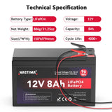 1 x RAW Customer Returns NASTIMA 12V 8Ah LiFePO4 Rechargeable Battery With BMS Protection and 4000 Deep-Cycle Maintenance Free, Suitable for Solar Panel Kits, Strollers, RVs, Boats, Camping, Fish Finders - RRP €51.62