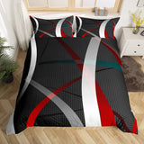 1 x Brand New Geometric Duvet Cover Geometric Circles Bedding Set Kids Boys Girls Modern Abstract Art Comforter Cover Multi Color Red Black 3Pcs Double Size - RRP €22.8