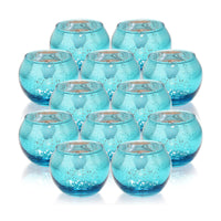 1 x RAW Customer Returns GoMDSA Blue Mercury Glass Tealight Holder Set of 12 for Wedding, Party, Home Decoration - RRP €25.49