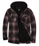 1 x RAW Customer Returns zitysport shirt jacket men with breast pocket fleece checked lined hoodie fleece lining coat winter jacket with pockets flannel hooded jacket men sweat jacket with hood brown, L  - RRP €61.99