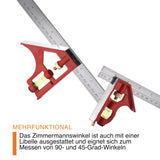 1 x RAW Customer Returns Hynec Tech Precise Universal -150 and 300mm combination angle set of 2 parts red with stop ruler - wood measurements, marking and drawing Professional angle and centering measuring device - RRP €15.31