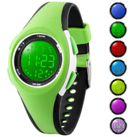 1 x RAW Customer Returns GUUMUXIN Children s Watch, 7 Colors Children s Watch Boys Girls, Wrist Watch Children, 50 M Waterproof Sports Outdoor Digital Watch Children, Wrist Watch for Junior Teenager Kids Watch Green  - RRP €17.99