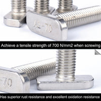 1 x RAW Customer Returns Hammer head screws M8X20 stainless steel A2-70 with flange nuts fastening for pv modules photovoltaic aluminum profile greenhouse photovoltaic solar mounting rail 10 pieces M8  - RRP €9.36