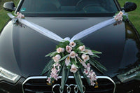 1 x RAW Customer Returns Lace BOUQUET Car Jewelry Bride Couple Rose Decoration Wedding Car Auto Wedding Decoration Car Pink 5  - RRP €35.53