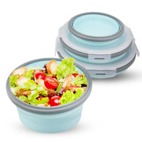 2 x RAW Customer Returns WDEC folding bowl with lid, bowl foldable silicone camping bowl foldable foldable food storage containers camping bowl camping kitchen bowls for travel camp hiking outdoor kitchen - RRP €23.56