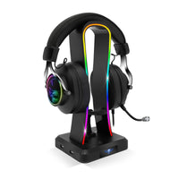 1 x RAW Customer Returns SPIRIT OF GAMER - SENTINEL - RGB multifunction gaming headphone stand - Compatible PC PS4 5 Xbox - 4 USB ports with 1 USB-C cable included - RGB 11 lighting effects - Detachable mouse cable guide - RRP €34.9