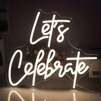 1 x RAW Customer Returns SIGNSHIP Let s Celebrate Neon Sign Warm White Letter Neon Sign Celebrate LED Sign for Wall Decoration USB Light Sign for Home Bedroom Birthday Wedding Party Christmas - RRP €36.0