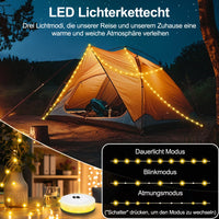 1 x RAW Customer Returns LED fairy lights, indoor outdoor fairy lights, weatherproof, portable, stowable, alpine clouds outdoor fairy lights for children s rooms, USB rechargeable, 10m camping fairy lights, rollable yellow  - RRP €19.15