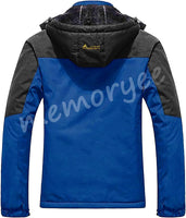 1 x RAW Customer Returns Memoryee Men s Ski Jacket Warm Lined Winter Fleece Coat Waterproof with Detachable Hood Outdoor Jacket Blue L - RRP €56.46