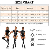 1 x RAW Customer Returns SEAUR Catsuit Women Short Clubwear Women Sexy Leather Look Seductive Figure-hugging Glossy Romper Costume Dance Stage Bodycon Jumpsuit Black - RRP €31.99