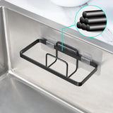 1 x RAW Customer Returns YIGII Sponge Holder Kitchen - Dishcloth Holder Self-Adhesive, Kitchen Sink Organizer Dishcloth Holder, 2 in 1 Kitchen Drain Rack Sink for Sponge, Brush, Sink Plug and Rag, Black - RRP €8.99