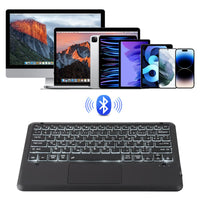 1 x RAW Customer Returns Wireless Bluetooth Keyboard Backlit Illuminated AZERTY Keyboard Office with Mouse Touchpad Compatible with Windows Tablets Android iPad iOS Smart Phones PC Bluetooth Black - RRP €20.4