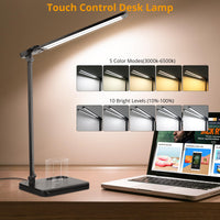 2 x RAW Customer Returns Desk lamp, LED dimmable table lamp with 5 colors and 10 brightness levels, bedside lamp with USB charging, 45-minute timer, touch control and memory function, for children, bedrooms, offices - RRP €37.92