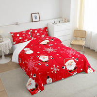 1 x Brand New Homewish Christmas Bedding 135x200 Cute Santa Claus Snowman Duvet Cover for Kids Boys Girls White Snowflakes Comforter Set Xmas Red Luxury Down Duvet New Year Gift - RRP €20.4