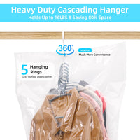 1 x RAW Customer Returns GQC Hanging Vacuum Clothes Bags, 4 Pieces, Space Saving Vacuum Storage Bags for Clothes, Wardrobe Organizer, Transparent and Reusable Clothes Bags with Hand Pump - RRP €18.62