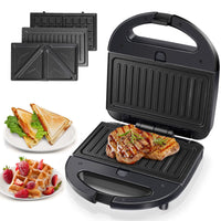 1 x RAW Customer Returns Aigostar sandwich maker 3 in 1, sandwich maker, contact grill, waffle iron 3 in 1 750W, non-stick removable plates, heat-insulated handles - RRP €38.11