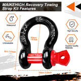 1 x RAW Customer Returns MAIKEHIGH Tow Rope 5M x 5cm, 10 Ton 22,000 Lbs Polyester Tow Rope Kit for Off-Road Recovery with 2 Reinforced Hooks and 2 Gloves - RRP €29.14