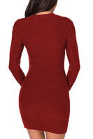 1 x RAW Customer Returns Viottiset Women s Winter Knitted Dress Sweater Dresses with Long Sleeves Ruby S - RRP €43.36