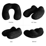 1 x RAW Customer Returns LUZWAY Inflatable Travel Pillow with Double Valve, Soft Velvet Neck Pillow and Washable Cover with Ear Plugs and Eye Mask Black  - RRP €11.95