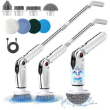 1 x RAW Customer Returns Rotating Electric Cleaning Brush, Rotating Home Cleaning Brush with 8 Replaceable Heads, 4 Rotation Angles, Adjustable Extension Handle Electric Spin Scrubber for Bathroom, Kitchen, Car - RRP €63.06