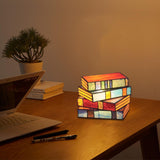 1 x RAW Customer Returns Jadyon Stained Stacked Book Lamp, Handmade Stained Glass Stacked Book Lamps, Acrylic LED Decorative Creative Bedside Desk Night Light for Home Office Decoration. - RRP €20.16