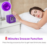 1 x RAW Customer Returns Plumeet Digital Travel Alarm Clock, Easy to Set, with Snooze Mode, Soft Night Light, Large Time, Month, Date and Alarm Display, Rising Sound Alarm Purple  - RRP €18.41