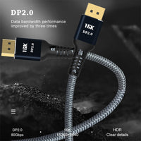 1 x RAW Customer Returns Angusplay DisplayPort 2.0 Cable 5m DP to DP 2.0 Cable 16K 60Hz 15360x8640 10K 60Hz 8K 60Hz 4K 144Hz 165Hz 80Gbps, Compatible FreeSync and G-Sync, for Gaming Monitor PC Graphics Card - RRP €21.19