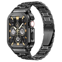 1 x RAW Customer Returns MioHHR Metal Bands with Case Compatible for Apple Watch Band 45mm, Shockproof Stainless Steel Case and Replacement Band with Protective Case for iWatch Series 8 7 for Men Black  - RRP €39.06