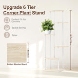 1 x RAW Customer Returns LyTaispuly 6 Tier Wooden Metal Plant Stand Indoor Outdoor, 115cm Corner Flower Shelf Plant Rack for Multiple Plants, Flower Stand Plant Stairs Outdoor Balcony Garden Living Room 6 Tier White  - RRP €55.99