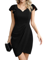 1 x RAW Customer Returns Missufe Wrap Dress Cocktail Dress Bodycon Elegant Mini Dress Women s Party Dress Short Dresses Black, Large  - RRP €43.99