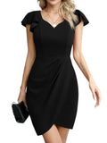 1 x RAW Customer Returns Missufe Wrap Dress Cocktail Dress Bodycon Elegant Mini Dress Women s Party Dress Short Dresses Black, Large  - RRP €43.99