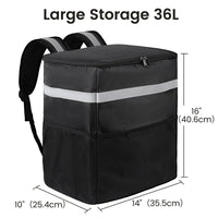 1 x RAW Customer Returns Food Delivery Backpack, Insulated Delivery Bags for Delivery Bikes, Large Pizza Delivery Bag for Hot Cold with 4 Pockets, Reflective Strip for Uber Eat, Camping and Beach Black  - RRP €39.99