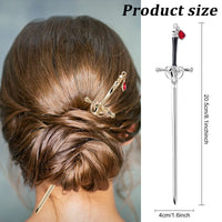 4 x Brand New WEBEEDY 4 Pieces Retro Sword Hair Sticks Metal Sword Hair Chopsticks for Buns Chinese Style Hairpin Sword Hair Sticks with Tassel for Long Hair Accessories - RRP €44.2