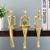 1 x Brand New XYQXYQ Sitting Figurine, Abstract Thinking Person Sculpture Sitting on Bookshelf, Golden Figurine Decoration, Resin Collectible Sculpture for Home and Office Black-A  - RRP €19.2