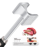 1 x RAW Customer Returns HOOMIL Meat Tenderizer, Double-Sided Non-Stick Schnitzel Tenderizer, Meat Hammer with Non-Slip Handle for Schnitzel, Steaks - Silver - RRP €15.08