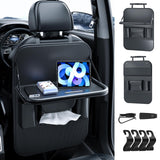 1 x RAW Customer Returns Ruucy Children s Rear Car Seat Protector with Folding Table, Waterproof Car Seat Protector, Soft Leather Children s Car Seat Cover, with 4 Car Hooks 2 Car Glasses Holders - RRP €29.99