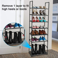 1 x RAW Customer Returns esonstyle 8 tier shoe rack for 16-20 pairs of narrow and tall shoe storage, black - RRP €19.91