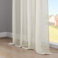 1 x RAW Customer Returns Topfinel voile curtains linen structure with ruffle tape translucent plain for window living room bedroom modern and elegant curtain set of 2 each WxH 140x160 beige - RRP €22.43