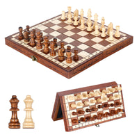 1 x RAW Customer Returns Syrace Chess Board Chess Set Wooden Folding Handmade Magnetic Chess Set for Children and Adults Good for Indoor Outdoor and Travel - RRP €31.34