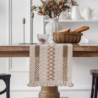 1 x RAW Customer Returns Boho table runner, beige linen table runner, washable vintage macrame table runner with tassels for country house style, wedding, birthday, festive, home, kitchen, coffee table decoration, 30 x 180 cm - RRP €19.08